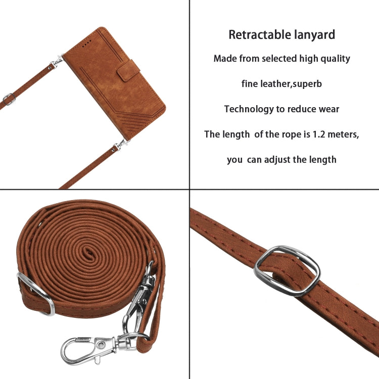 For Infinix Hot 40 / 40 Pro Skin Feel Stripe Pattern Leather Phone Case with Lanyard(Brown) - Infinix Cases by PMC TechLife | Online Shopping South Africa | PMC TechLife | Buy Now Pay Later Mobicred