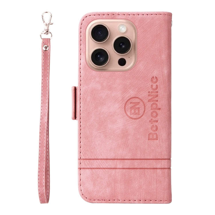 For iPhone 16 Pro BETOPNICE Dual-side Buckle Leather Phone Case(Pink) - iPhone 16 Pro Cases by BETOPNICE | Online Shopping South Africa | PMC Jewellery | Buy Now Pay Later Mobicred