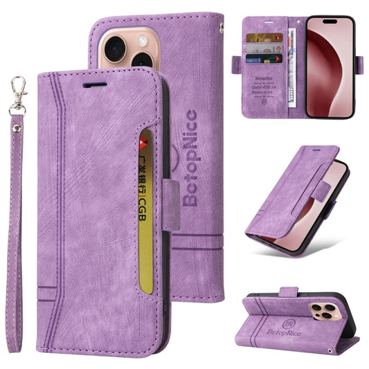 For iPhone 16 Pro BETOPNICE Dual-side Buckle Leather Phone Case(Purple) - iPhone 16 Pro Cases by BETOPNICE | Online Shopping South Africa | PMC Jewellery | Buy Now Pay Later Mobicred