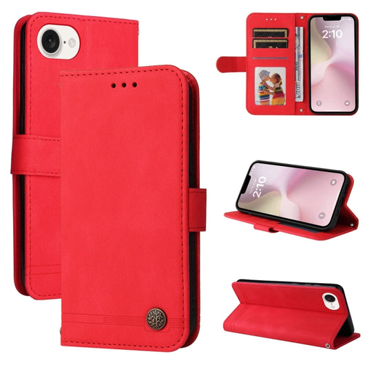 For iPhone 16e Skin Feel Life Tree Leather Phone Case(Red) - iPhone 16e Cases by PMC Jewellery | Online Shopping South Africa | PMC Jewellery | Buy Now Pay Later Mobicred