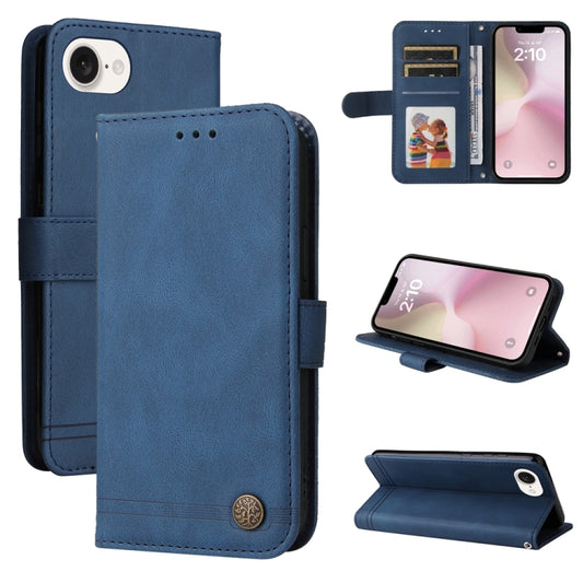 For iPhone 16e Skin Feel Life Tree Leather Phone Case(Blue) - iPhone 16e Cases by PMC Jewellery | Online Shopping South Africa | PMC Jewellery | Buy Now Pay Later Mobicred