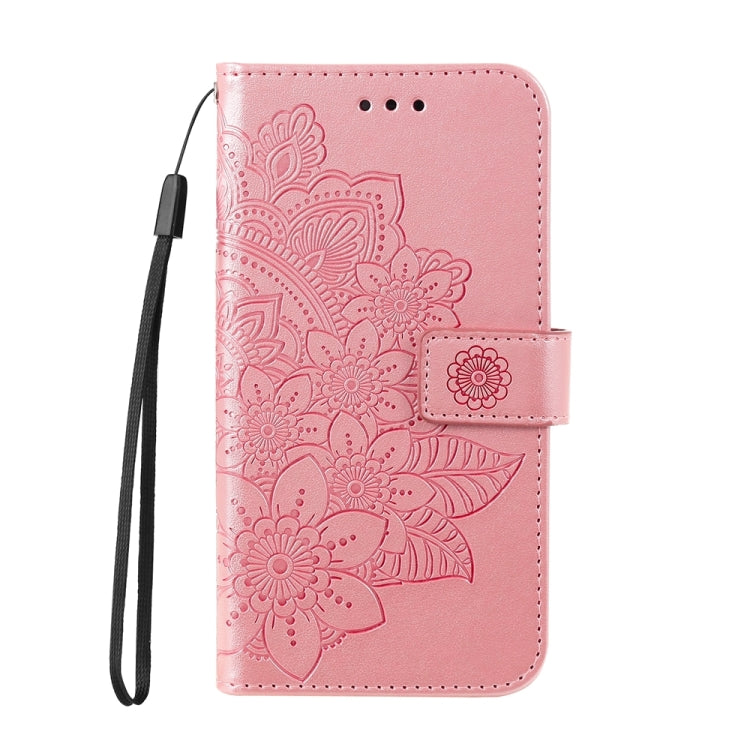 For iPhone 16 Plus 7-petal Flowers Embossing Leather Phone Case(Rose Gold) - iPhone 16 Plus Cases by PMC TechLife | Online Shopping South Africa | PMC TechLife | Buy Now Pay Later Mobicred