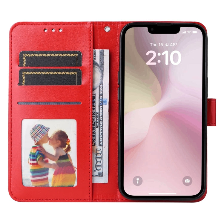 For iPhone 16e Embossed Sunflower Leather Phone Case(Red) - iPhone 16e Cases by PMC TechLife | Online Shopping South Africa | PMC TechLife | Buy Now Pay Later Mobicred