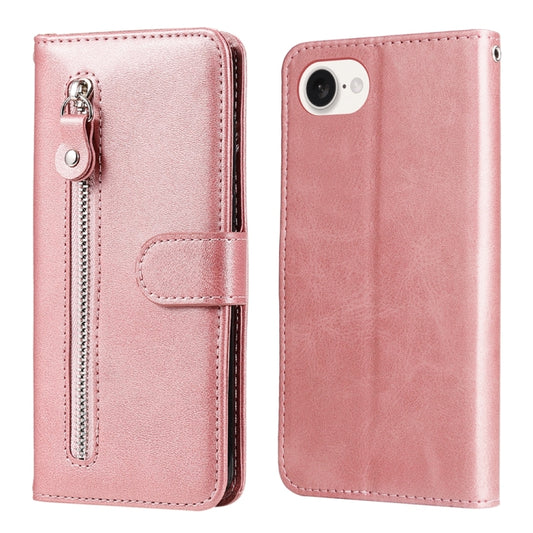 For iPhone 16e Fashion Calf Texture Zipper Leather Phone Case(Rose Gold) - iPhone 16e Cases by PMC Jewellery | Online Shopping South Africa | PMC Jewellery | Buy Now Pay Later Mobicred