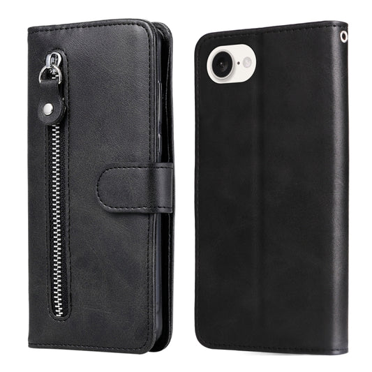 For iPhone 16e Fashion Calf Texture Zipper Leather Phone Case(Black) - iPhone 16e Cases by PMC Jewellery | Online Shopping South Africa | PMC Jewellery | Buy Now Pay Later Mobicred