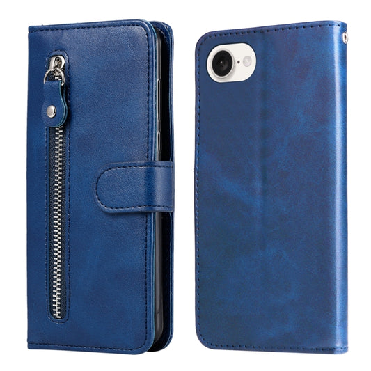 For iPhone 16e Fashion Calf Texture Zipper Leather Phone Case(Blue) - iPhone 16e Cases by PMC Jewellery | Online Shopping South Africa | PMC Jewellery | Buy Now Pay Later Mobicred