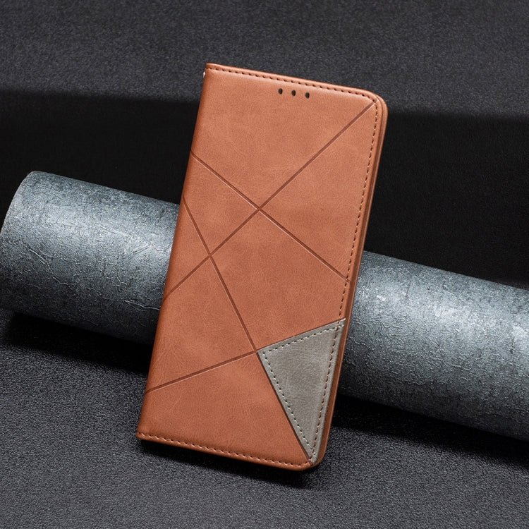 For iPhone 16 Rhombus Texture Magnetic Leather Phone Case(Brown) - iPhone 16 Cases by PMC TechLife | Online Shopping South Africa | PMC TechLife | Buy Now Pay Later Mobicred