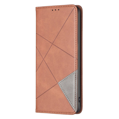 For iPhone 16 Rhombus Texture Magnetic Leather Phone Case(Brown) - iPhone 16 Cases by PMC Jewellery | Online Shopping South Africa | PMC Jewellery | Buy Now Pay Later Mobicred