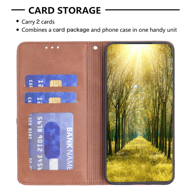 For iPhone 16 Rhombus Texture Magnetic Leather Phone Case(Brown) - iPhone 16 Cases by PMC TechLife | Online Shopping South Africa | PMC TechLife | Buy Now Pay Later Mobicred