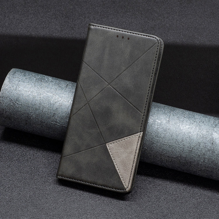 For iPhone 16 Plus Rhombus Texture Magnetic Leather Phone Case(Black) - iPhone 16 Plus Cases by PMC TechLife | Online Shopping South Africa | PMC TechLife | Buy Now Pay Later Mobicred