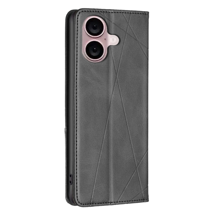 For iPhone 16 Plus Rhombus Texture Magnetic Leather Phone Case(Black) - iPhone 16 Plus Cases by PMC TechLife | Online Shopping South Africa | PMC TechLife | Buy Now Pay Later Mobicred