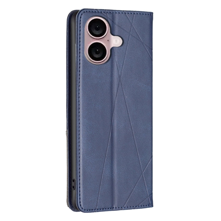 For iPhone 16 Plus Rhombus Texture Magnetic Leather Phone Case(Blue) - iPhone 16 Plus Cases by PMC TechLife | Online Shopping South Africa | PMC TechLife | Buy Now Pay Later Mobicred