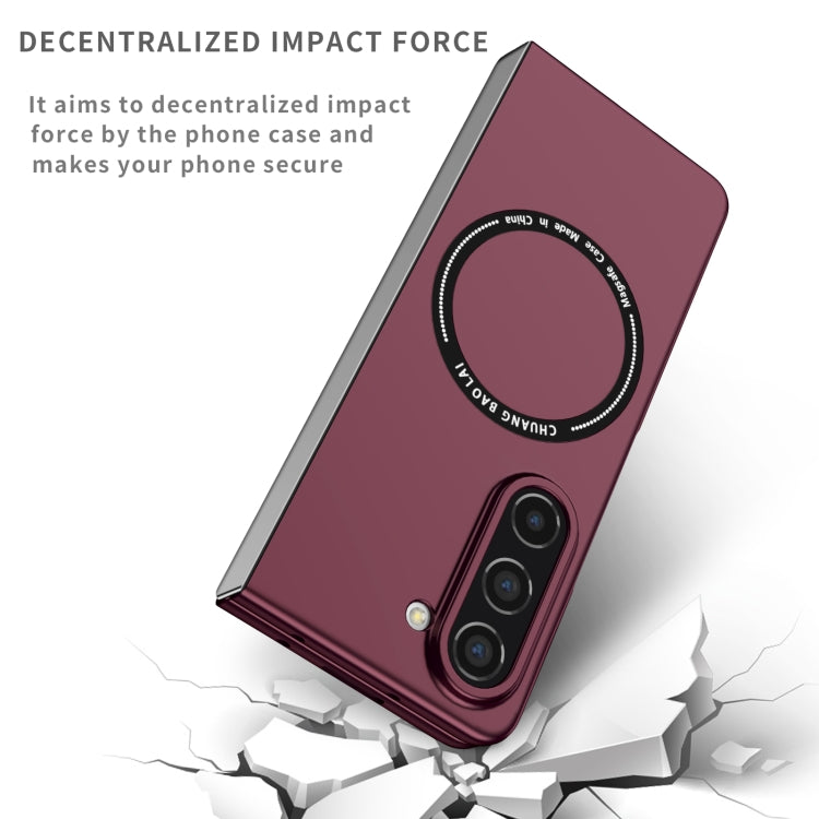 For Samsung Galaxy Z Fold5 Magsafe Magnetic Folding PC Phone Case(Wine Red) - Galaxy Z Fold5 Cases by PMC Jewellery | Online Shopping South Africa | PMC Jewellery