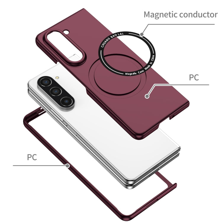 For Samsung Galaxy Z Fold5 Magsafe Magnetic Folding PC Phone Case(Wine Red) - Galaxy Z Fold5 Cases by PMC Jewellery | Online Shopping South Africa | PMC Jewellery