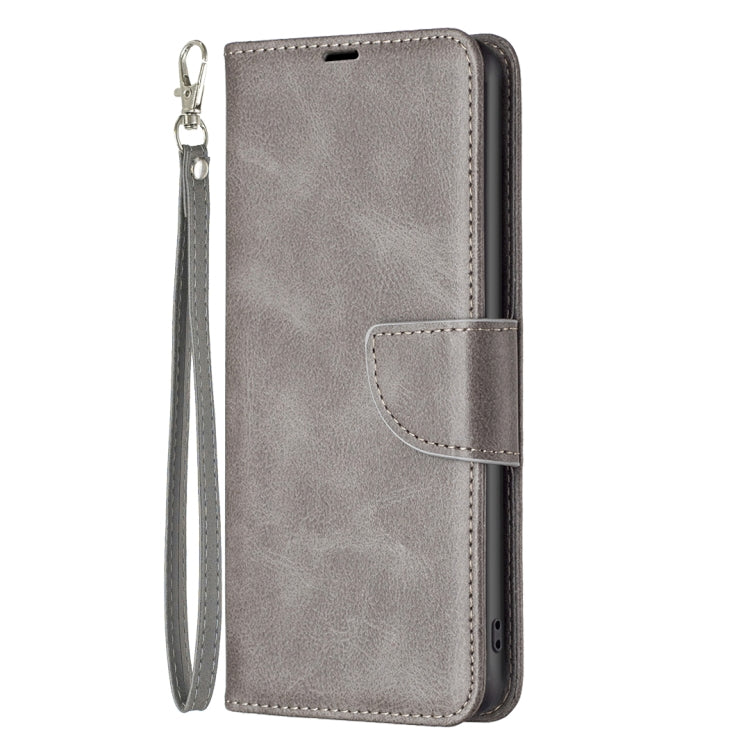 For iPhone 16 Plus Lambskin Texture Pure Color Flip Leather Phone Case(Grey) - iPhone 16 Plus Cases by PMC Jewellery | Online Shopping South Africa | PMC Jewellery | Buy Now Pay Later Mobicred