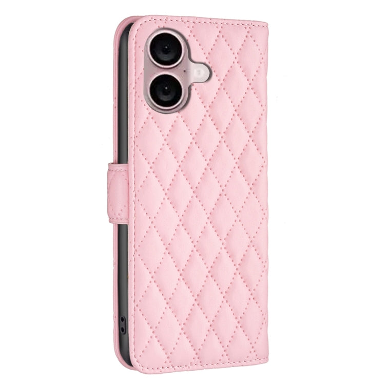 For iPhone 16 Diamond Lattice Wallet Flip Leather Phone Case(Pink) - iPhone 16 Cases by PMC Jewellery | Online Shopping South Africa | PMC Jewellery | Buy Now Pay Later Mobicred