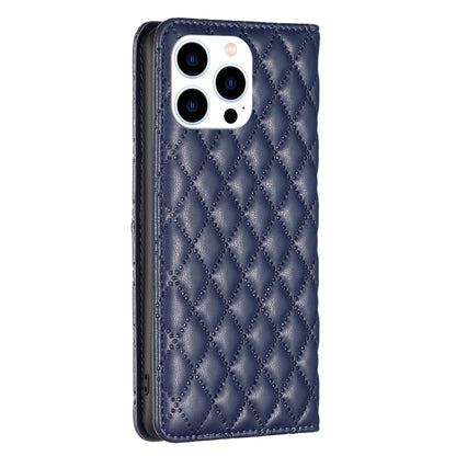 For iPhone 16 Pro Max Diamond Lattice Magnetic Leather Flip Phone Case(Blue) - iPhone 16 Pro Max Cases by PMC Jewellery | Online Shopping South Africa | PMC Jewellery | Buy Now Pay Later Mobicred