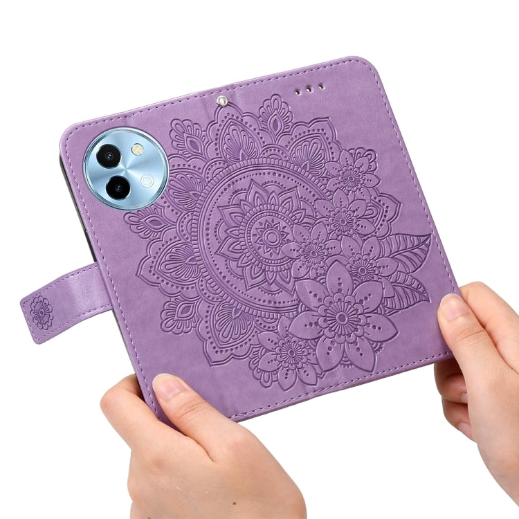 For vivo Y38 5G / T3x 5G Global 7-petal Flowers Embossing Leather Phone Case(Light Purple) - vivo Cases by PMC Jewellery | Online Shopping South Africa | PMC Jewellery | Buy Now Pay Later Mobicred