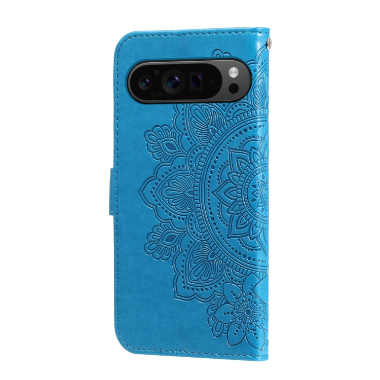 For Google Pixel 9 Pro 7-petal Flowers Embossing Leather Phone Case(Blue) - Google Cases by PMC Jewellery | Online Shopping South Africa | PMC Jewellery | Buy Now Pay Later Mobicred