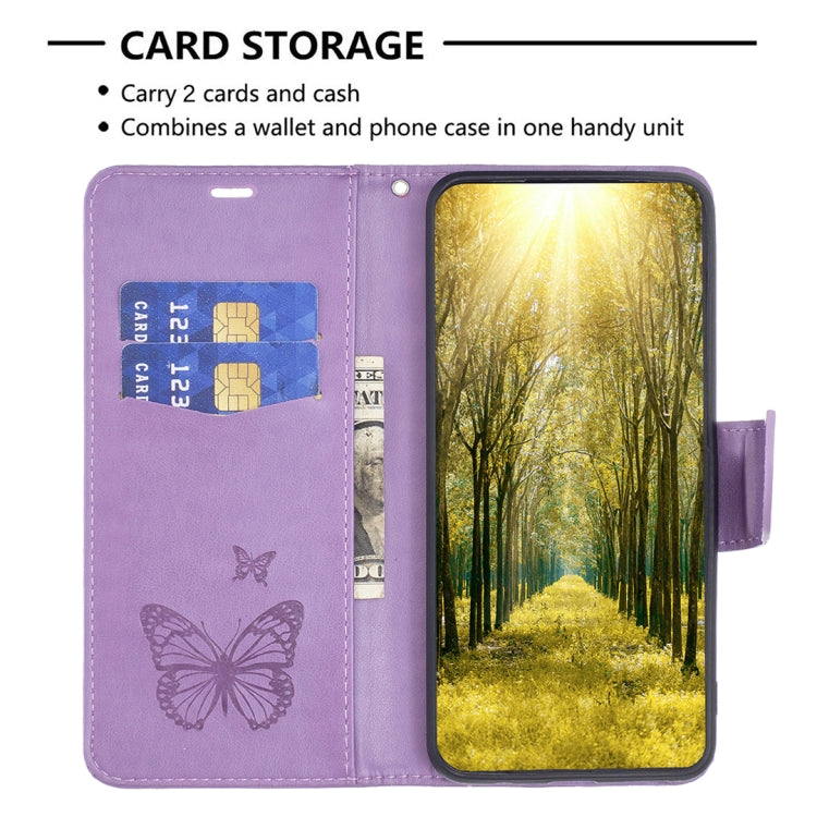 For iPhone 16 Pro Embossing Two Butterflies Pattern Leather Phone Case(Purple) - iPhone 16 Pro Cases by PMC TechLife | Online Shopping South Africa | PMC TechLife | Buy Now Pay Later Mobicred