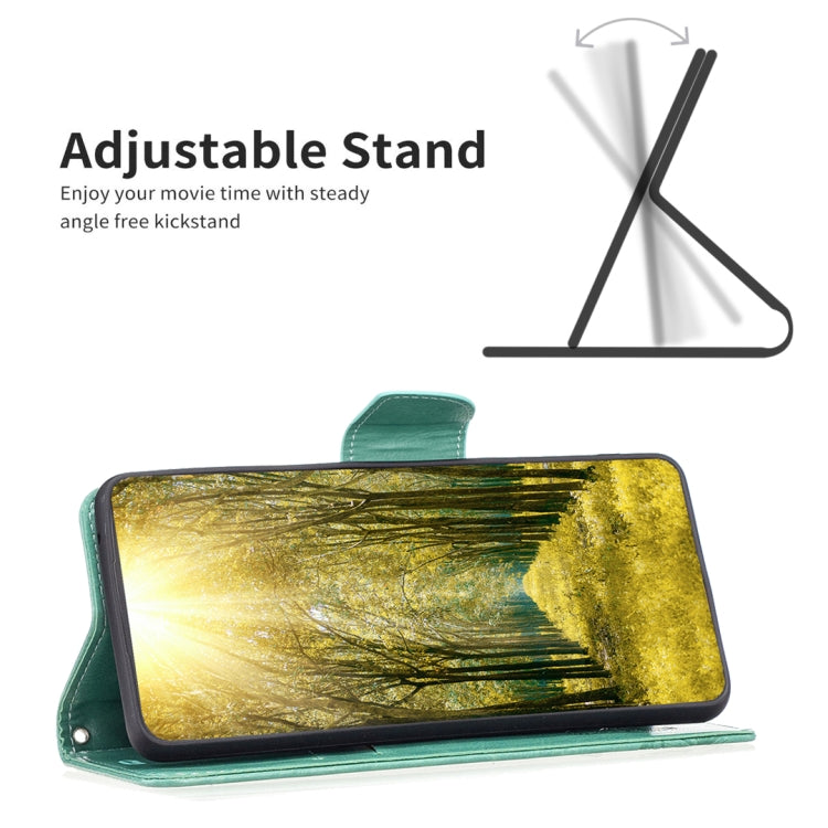 For iPhone 16 Plus Embossing Two Butterflies Pattern Leather Phone Case(Green) - iPhone 16 Plus Cases by PMC TechLife | Online Shopping South Africa | PMC TechLife | Buy Now Pay Later Mobicred