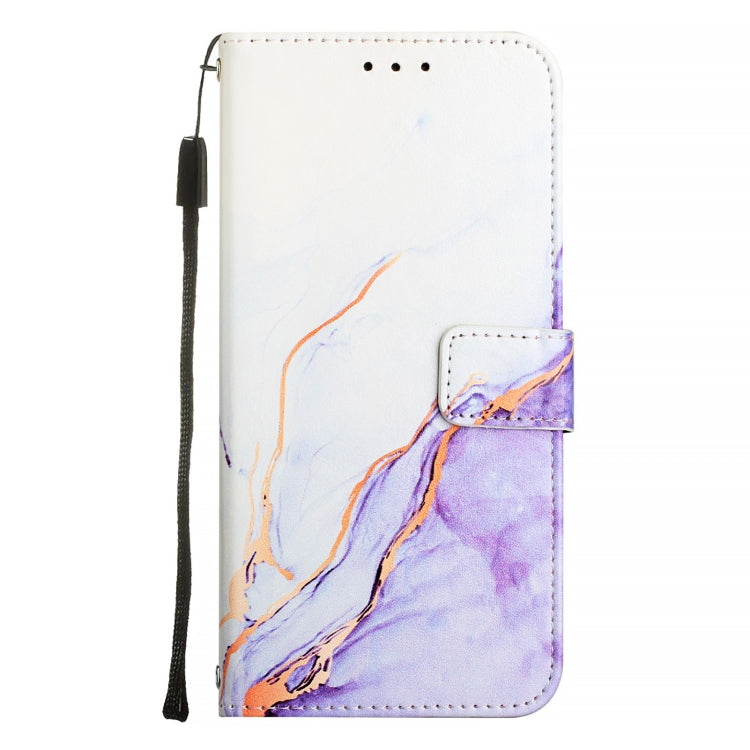 For iPhone SE 2024 PT003 Marble Pattern Flip Leather Phone Case(White Purple LS006) - More iPhone Cases by PMC Jewellery | Online Shopping South Africa | PMC Jewellery | Buy Now Pay Later Mobicred