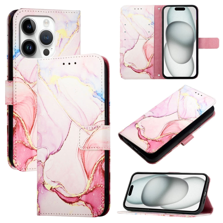 For iPhone 16 Pro PT003 Marble Pattern Flip Leather Phone Case(Rose Gold) - iPhone 16 Pro Cases by PMC TechLife | Online Shopping South Africa | PMC TechLife | Buy Now Pay Later Mobicred