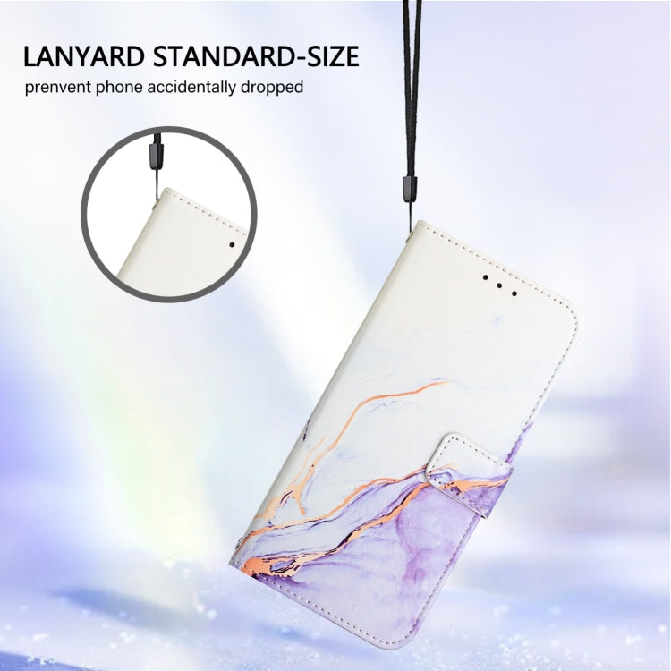 For iPhone 16 PT003 Marble Pattern Flip Leather Phone Case(White Purple LS006) - iPhone 16 Cases by PMC TechLife | Online Shopping South Africa | PMC TechLife | Buy Now Pay Later Mobicred