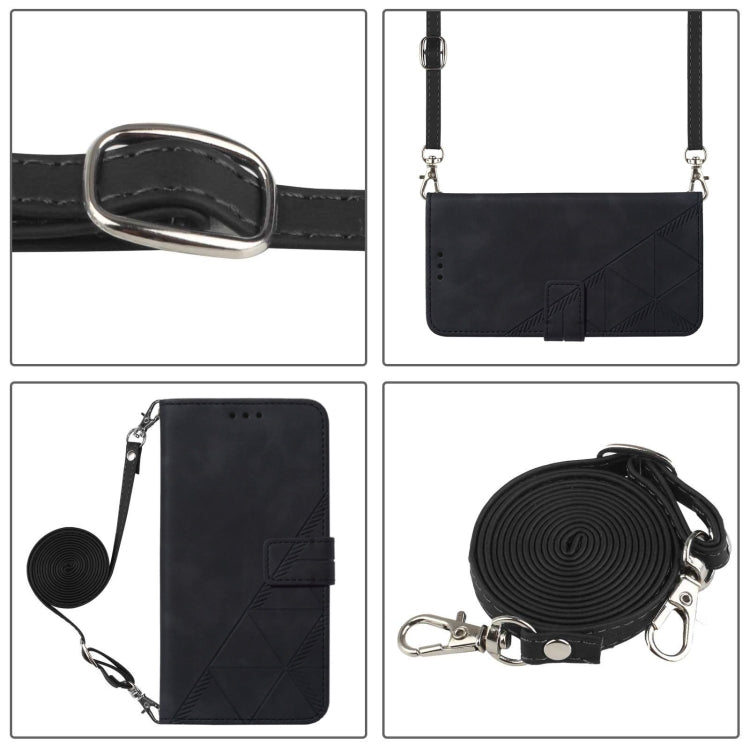 For iPhone 16 Plus Crossbody 3D Embossed Flip Leather Phone Case(Black) - iPhone 16 Plus Cases by PMC TechLife | Online Shopping South Africa | PMC TechLife | Buy Now Pay Later Mobicred