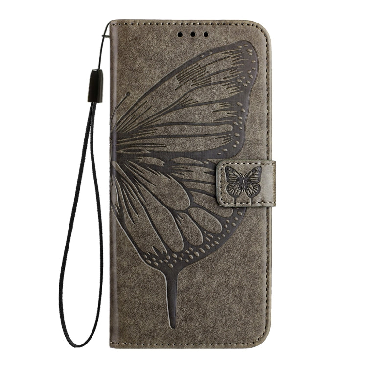 For iPhone 16 Pro Max Embossed Butterfly Leather Phone Case(Grey) - iPhone 16 Pro Max Cases by PMC TechLife | Online Shopping South Africa | PMC TechLife | Buy Now Pay Later Mobicred