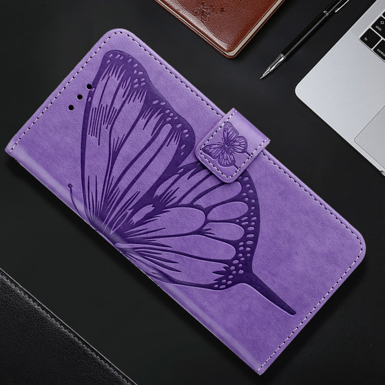 For iPhone 16 Plus Embossed Butterfly Leather Phone Case(Light Purple) - iPhone 16 Plus Cases by PMC Jewellery | Online Shopping South Africa | PMC Jewellery | Buy Now Pay Later Mobicred