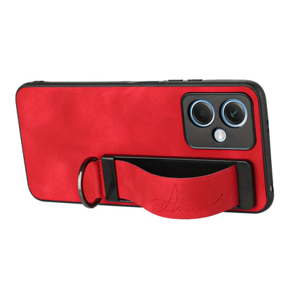 For Xiaomi Redmi Note 12 4G Global Wristband Holder Leather Back Phone Case(Red) - Xiaomi Cases by PMC Jewellery | Online Shopping South Africa | PMC Jewellery | Buy Now Pay Later Mobicred