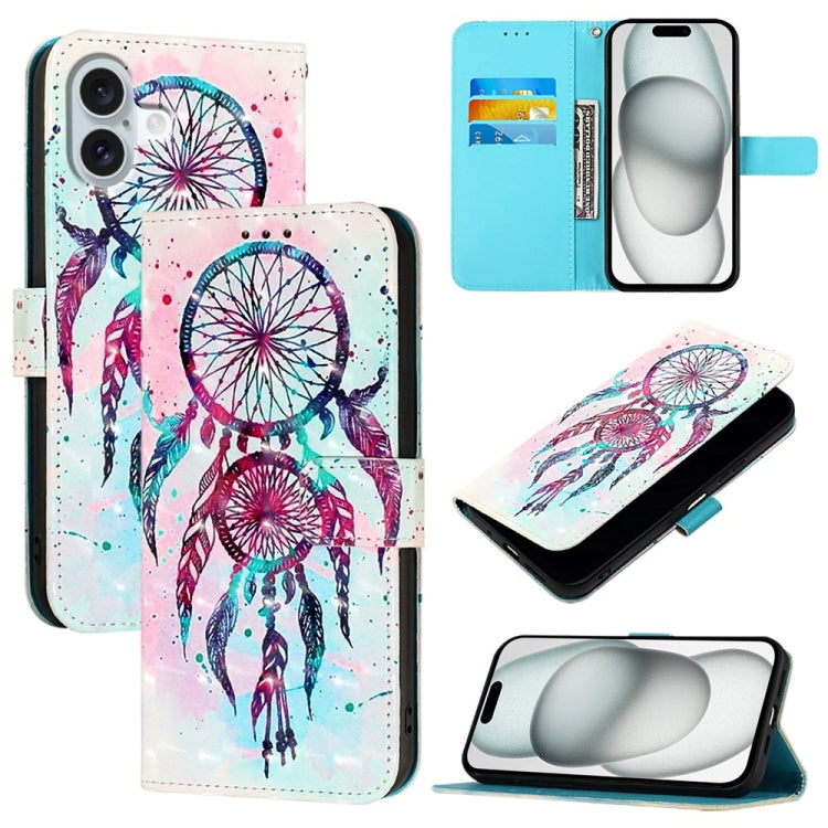 For iPhone 16 Plus 3D Painting Horizontal Flip Leather Phone Case(Color Drop Wind Chimes) - iPhone 16 Plus Cases by PMC Jewellery | Online Shopping South Africa | PMC Jewellery | Buy Now Pay Later Mobicred