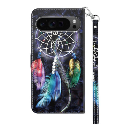 For Google Pixel 9 3D Painted Pattern Leather Phone Case(Colorful Dreamcatcher) - Google Cases by PMC Jewellery | Online Shopping South Africa | PMC Jewellery | Buy Now Pay Later Mobicred