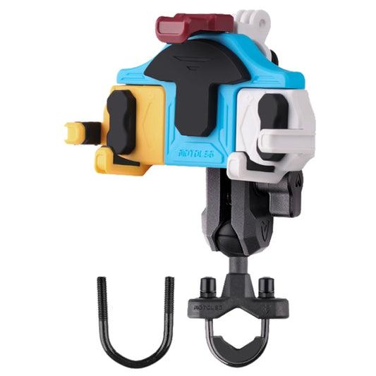 MOTOSLG Crab Motorcycle Phone Clamp Bracket U-Type Headbar Mount(Yellow Blue White) - Holder by MOTOLSG | Online Shopping South Africa | PMC Jewellery | Buy Now Pay Later Mobicred