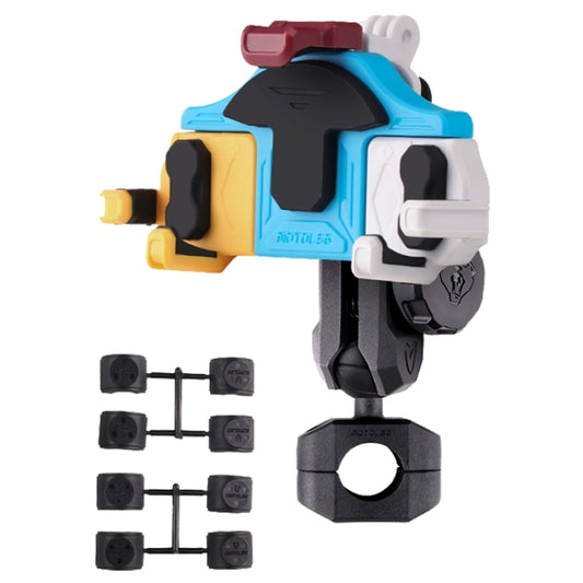 MOTOSLG Crab Motorcycle Phone Clamp Bracket O-Type Rear Mirror Mount with Anti-theft Lock(Yellow Blue White) - Holder by MOTOLSG | Online Shopping South Africa | PMC Jewellery | Buy Now Pay Later Mobicred