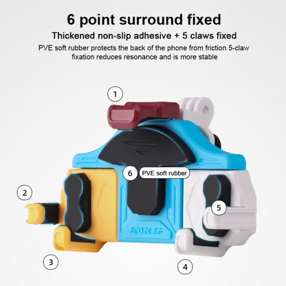 MOTOSLG Crab Motorcycle Phone Clamp Bracket O-Type Rear Mirror Mount(Yellow Blue White) - Holder by MOTOLSG | Online Shopping South Africa | PMC Jewellery | Buy Now Pay Later Mobicred