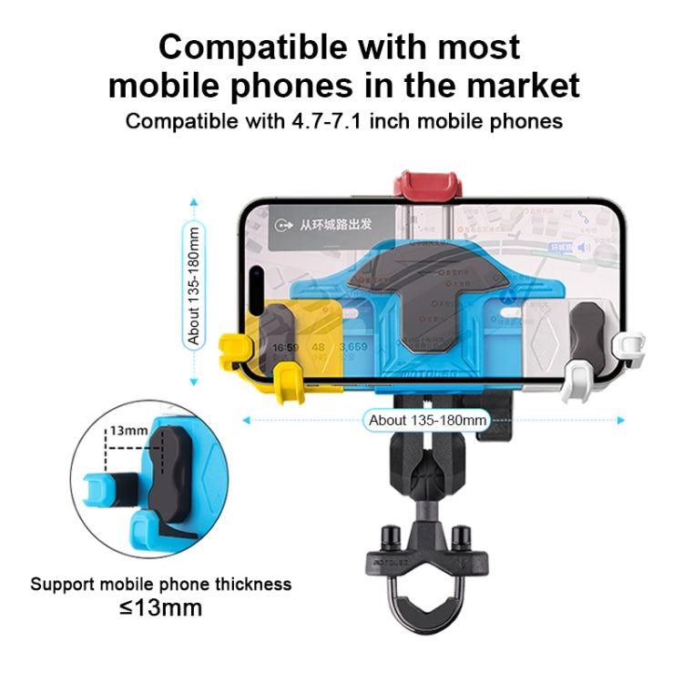 MOTOSLG Crab Motorcycle Phone Clamp Bracket O-Type Rear Mirror Mount with Anti-theft Lock(Blue White Red) - Holder by MOTOLSG | Online Shopping South Africa | PMC Jewellery | Buy Now Pay Later Mobicred