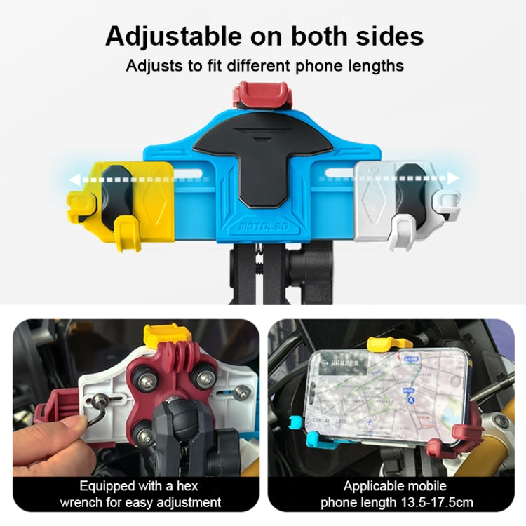 MOTOSLG Crab Motorcycle Phone Clamp Bracket L-Type Rear Mirror Mount(Blue White Red) - Holder by MOTOLSG | Online Shopping South Africa | PMC Jewellery | Buy Now Pay Later Mobicred