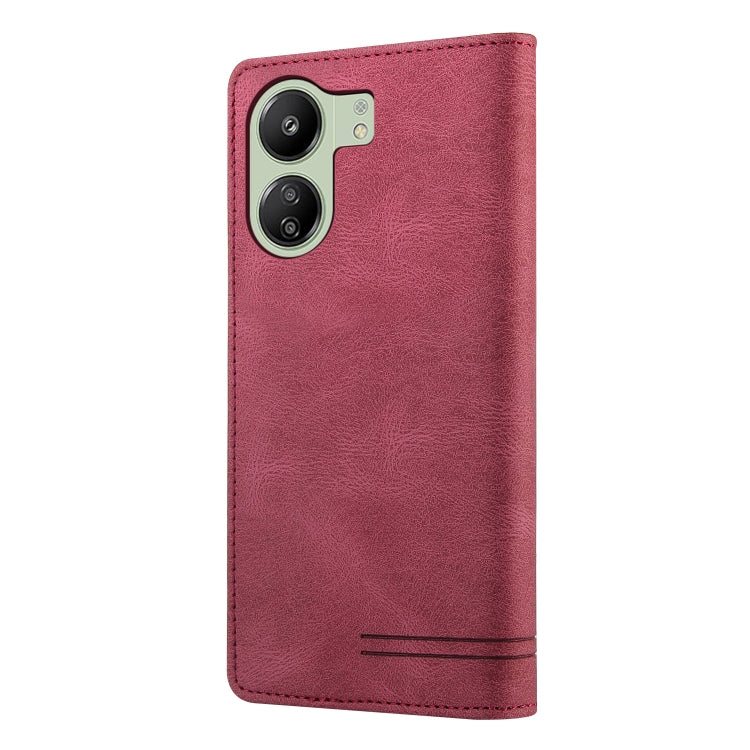 For Xiaomi Redmi 13C Skin Feel Anti-theft Brush Horizontal Flip Leather Case with Holder(Wine Red) - 13C Cases by PMC Jewellery | Online Shopping South Africa | PMC Jewellery | Buy Now Pay Later Mobicred