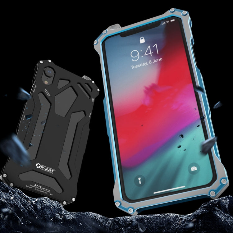 For iPhone X R-JUST Shockproof Armor Metal Protective Case(Black) - More iPhone Cases by R-JUST | Online Shopping South Africa | PMC Jewellery