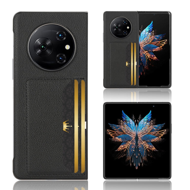 For Tecno Phantom V Fold Litchi Texture Card Slots Back Cover Phone Case(Black) - Tecno Cases by PMC TechLife | Online Shopping South Africa | PMC TechLife