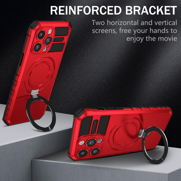 For iPhone 15 Pro MagSafe Magnetic Holder Phone Case(Red) - iPhone 15 Pro Cases by PMC TechLife | Online Shopping South Africa | PMC TechLife