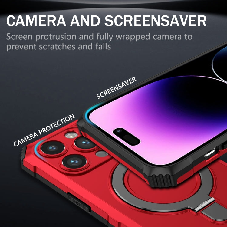 For iPhone 15 Pro MagSafe Magnetic Holder Phone Case(Red) - iPhone 15 Pro Cases by PMC TechLife | Online Shopping South Africa | PMC TechLife