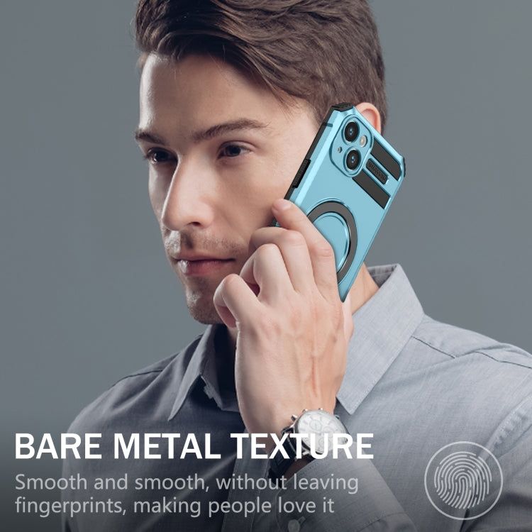 For iPhone 14 MagSafe Magnetic Holder Phone Case(Light Blue) - iPhone 14 Cases by PMC TechLife | Online Shopping South Africa | PMC TechLife