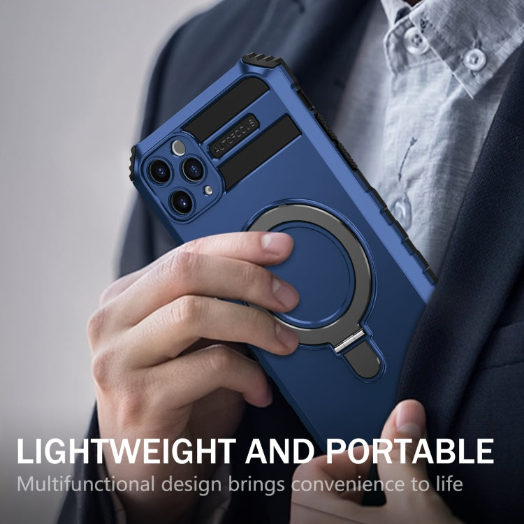 For iPhone 11 Pro Max MagSafe Magnetic Holder Phone Case(Blue) - iPhone 11 Pro Max Cases by PMC TechLife | Online Shopping South Africa | PMC TechLife