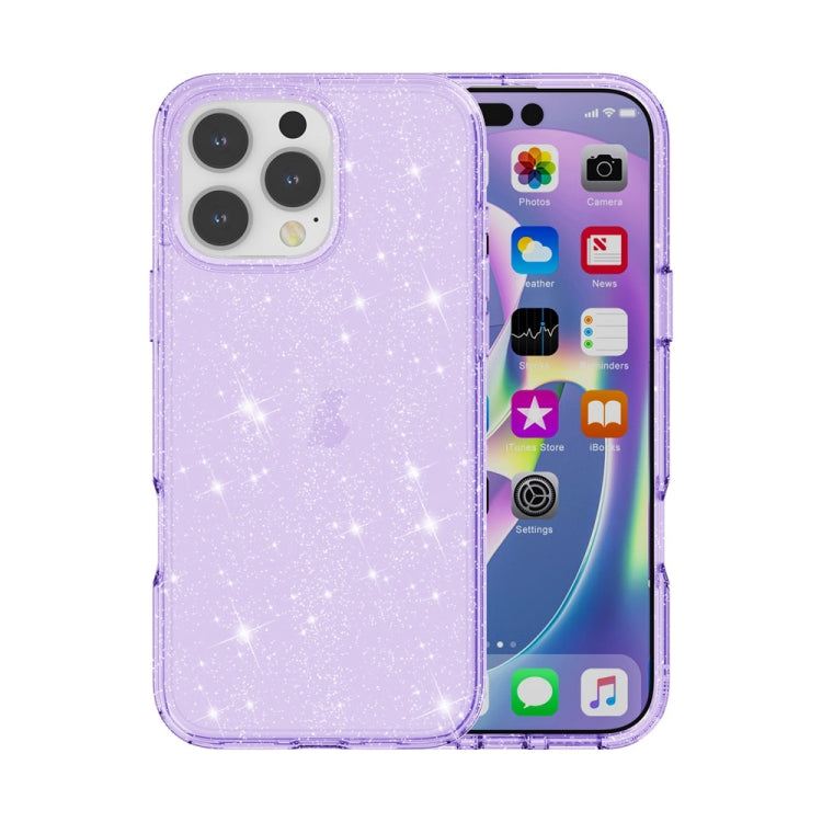 For iPhone 16 Pro Shockproof Terminator Glitter Powder Phone Case(Purple) - iPhone 16 Pro Cases by PMC Jewellery | Online Shopping South Africa | PMC Jewellery | Buy Now Pay Later Mobicred