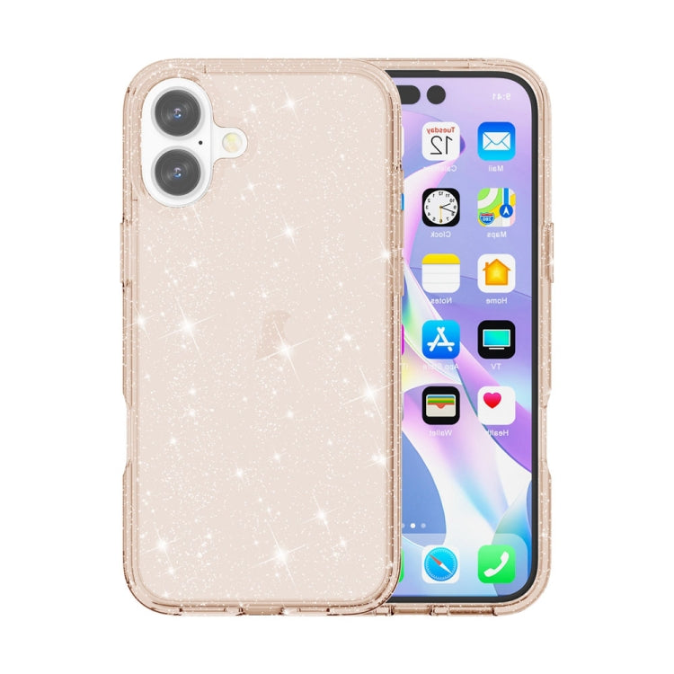 For iPhone 16 Shockproof Terminator Glitter Powder Phone Case(Gold) - iPhone 16 Cases by PMC TechLife | Online Shopping South Africa | PMC TechLife | Buy Now Pay Later Mobicred