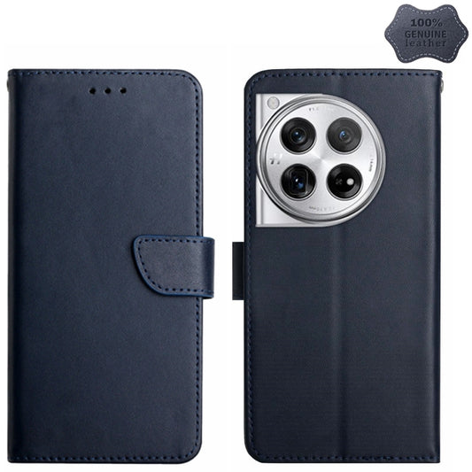 For OnePlus 12 5G Global Genuine Leather Fingerprint-proof Flip Phone Case(Black) - OnePlus Cases by PMC Jewellery | Online Shopping South Africa | PMC Jewellery | Buy Now Pay Later Mobicred