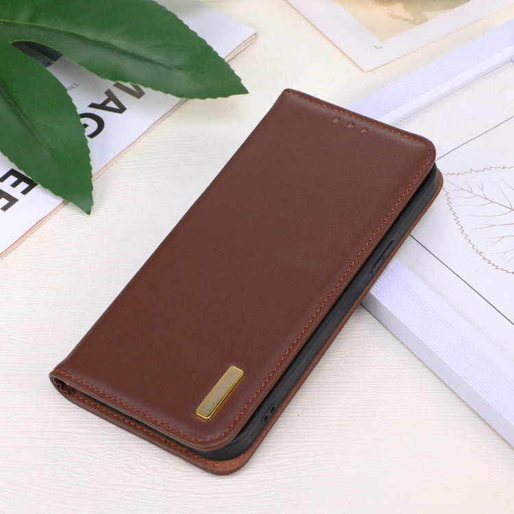 For OnePlus Ace 3 / 12R KHAZNEH Nappa Top Layer Cowhide Leather Phone Case(Brown) - OnePlus Cases by PMC TechLife | Online Shopping South Africa | PMC TechLife | Buy Now Pay Later Mobicred